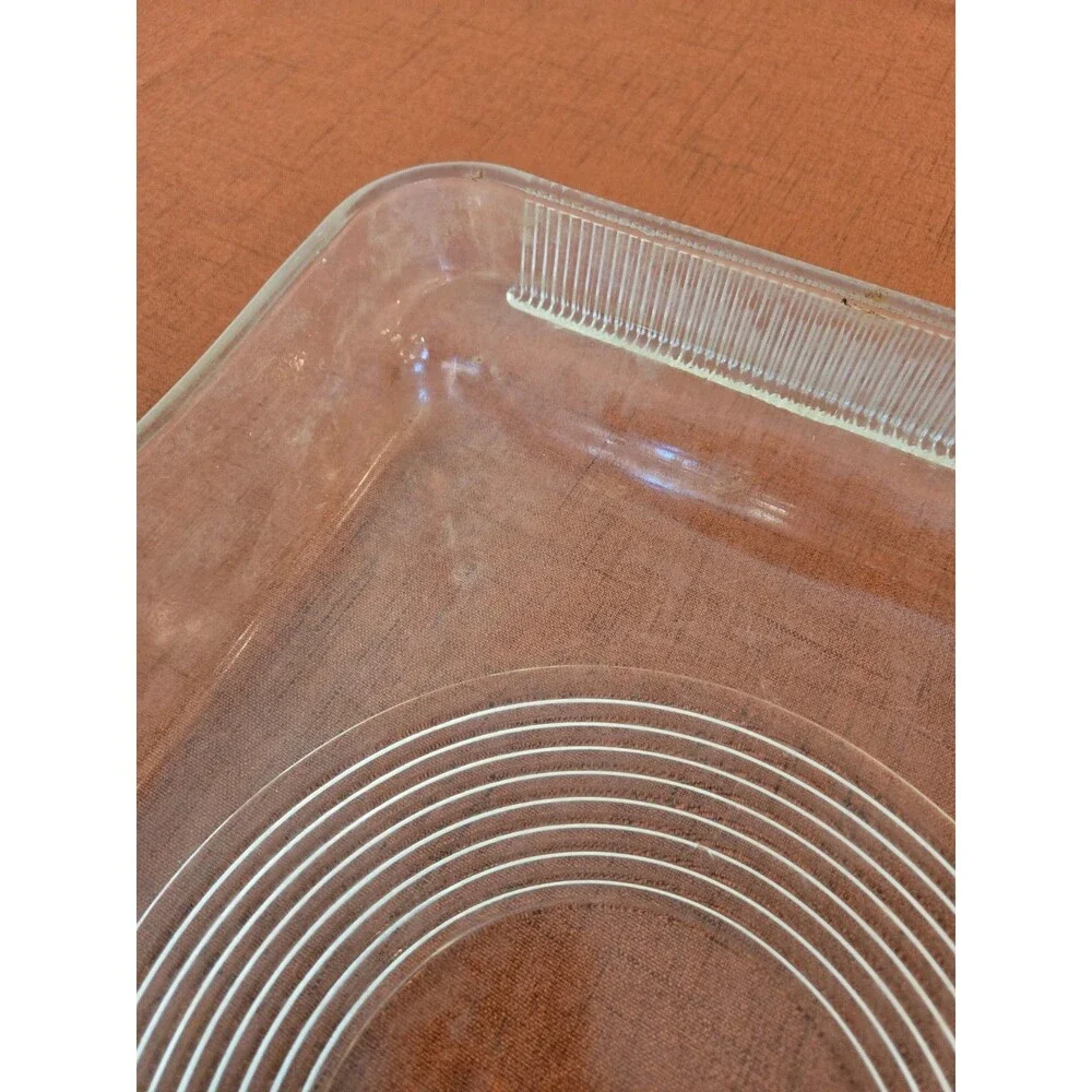 Antique Frigidaire Glass Refrigerator Drawer 13 x 10 Ribbed Handles MPN 585-84